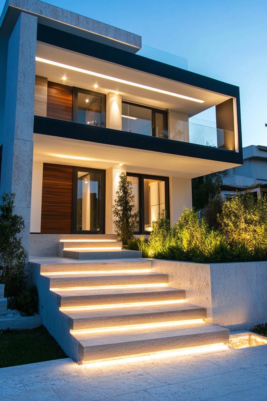 modern suburban mansion with LED lighting 2