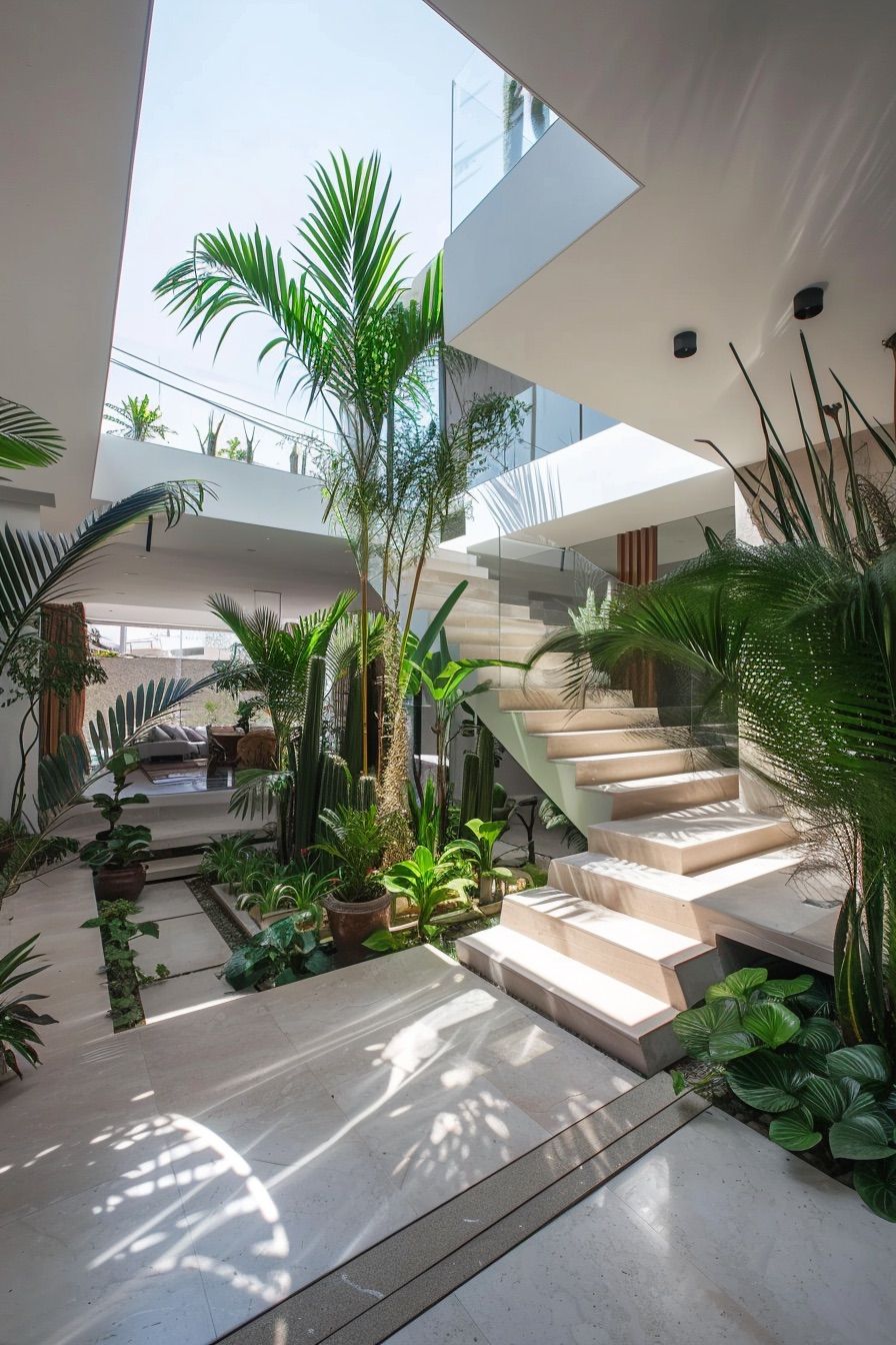 courtyard house garden palms