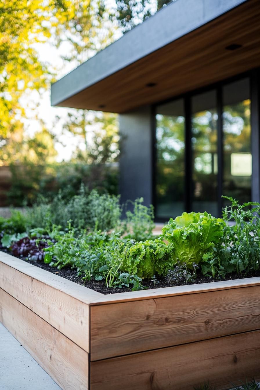 modern house sustainable garden planters with edible plants 2