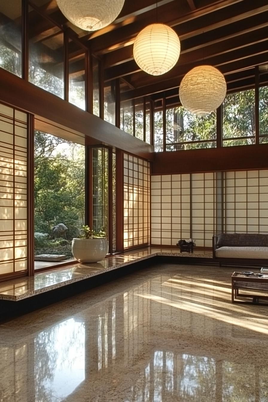 modern japanese style zen home with shoji screens