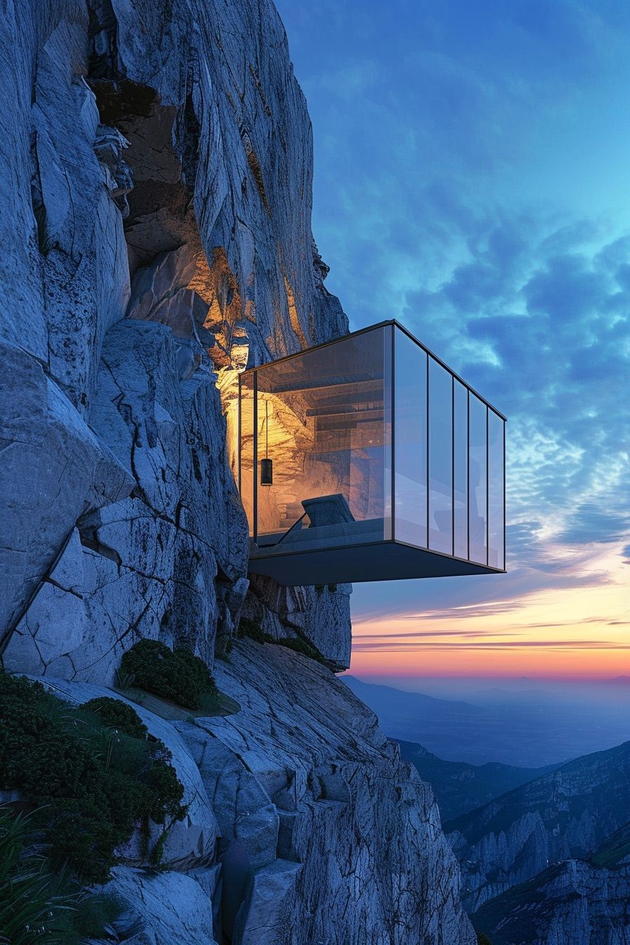Floating Cabin Over Cliff