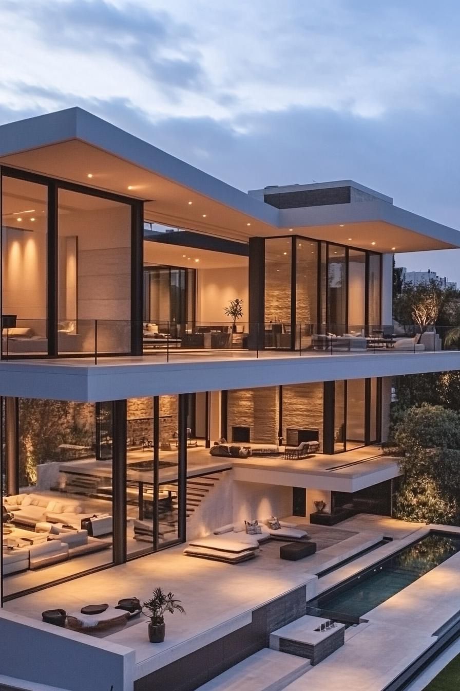 modern suburban mansion with multi level terraces 3