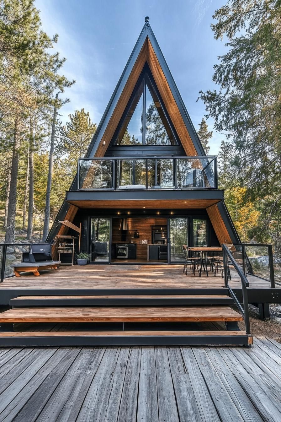 modern tiny a frame home on private lake peninsula 3