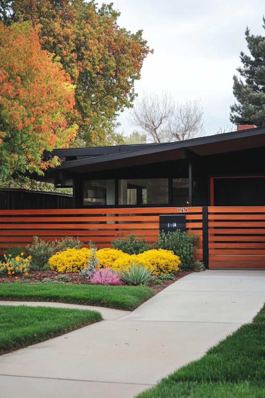 Sleek, Horizontal Wood Slat Fencing