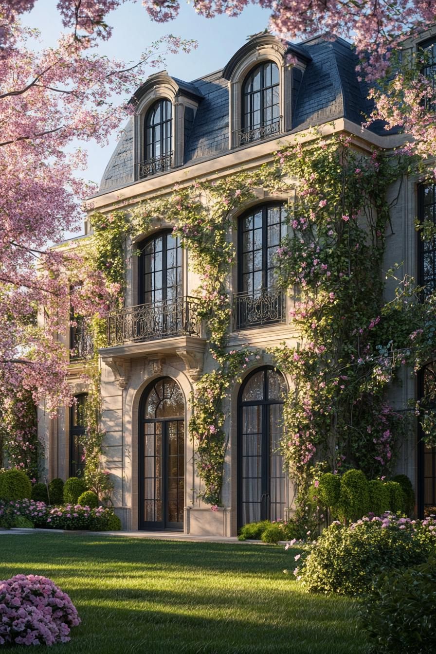 Enchanting French Mansion Draped In Blossoms