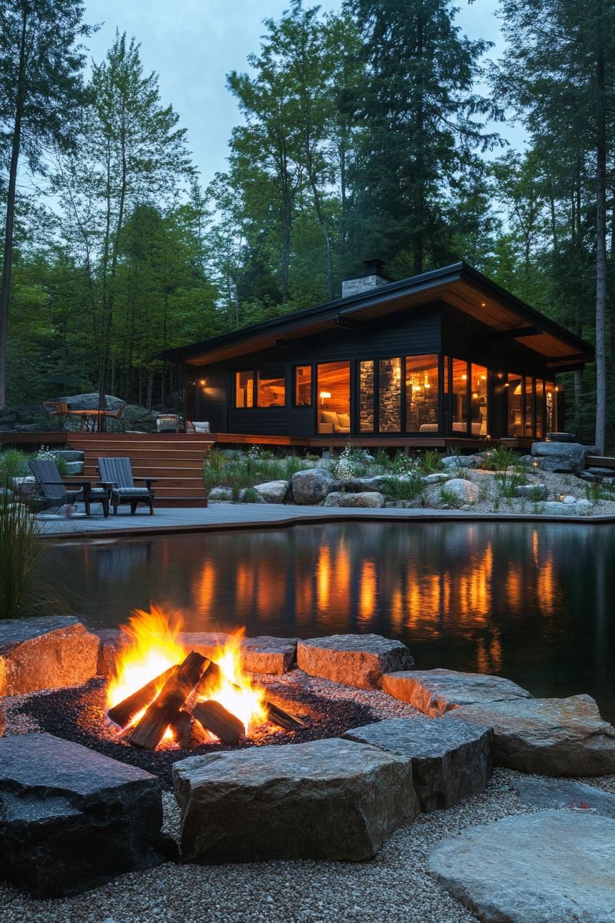 Rustic Lodge With Lakeside Fire Pit