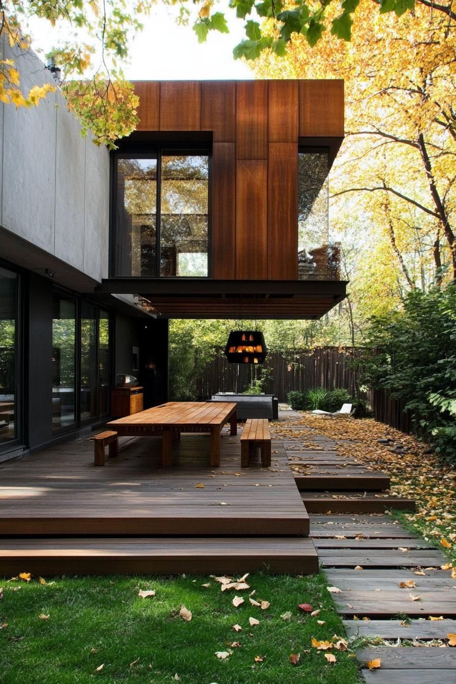 modern house yard with modular outdoor furniture