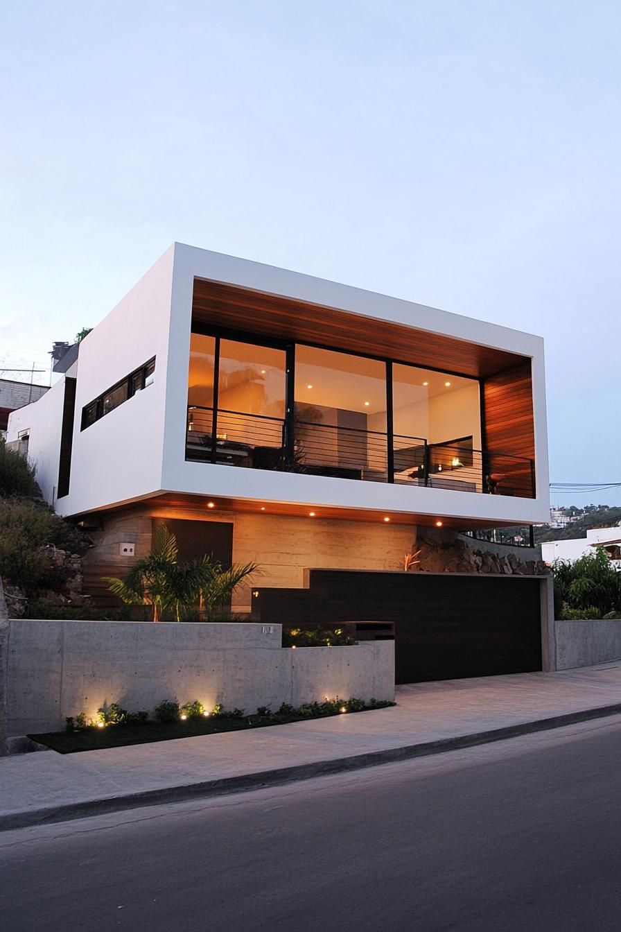 modern house with first floor garage picturesque town views 3