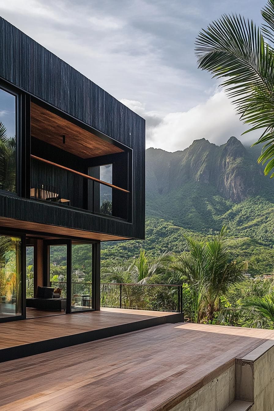modern mountain house with black cladding with stunning tropical mountain views 3