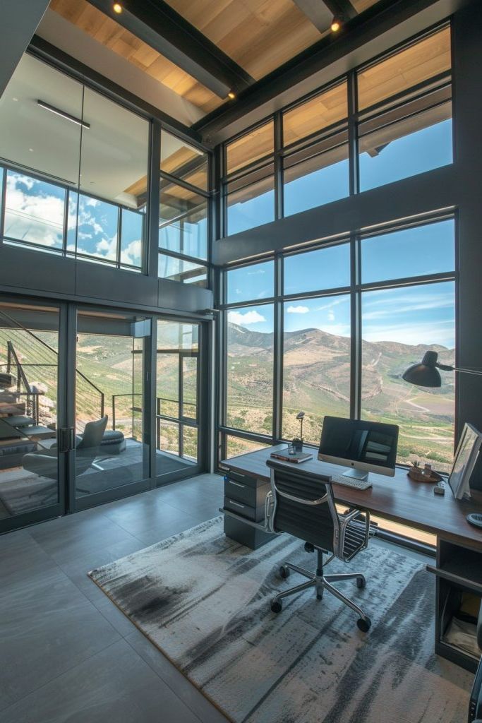 high ceiling office