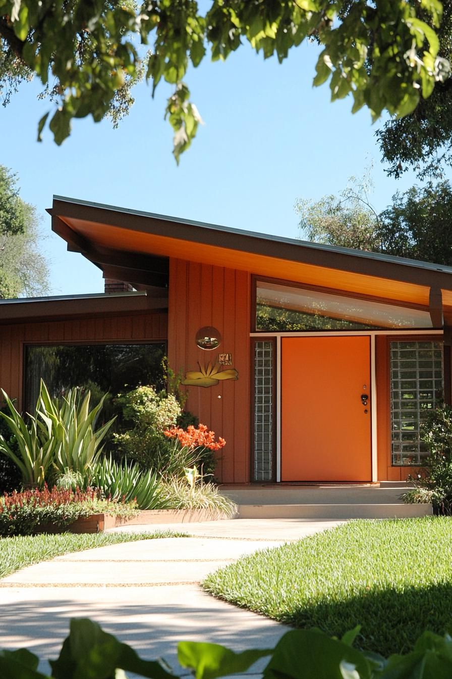 mid century modern 1950s style house with low pitch roof 3