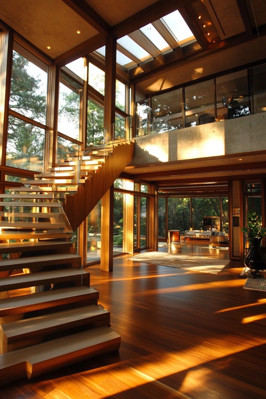 high ceiling floating staircase 2