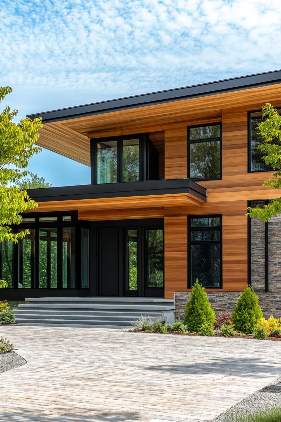 modern house with cedar shiplap exterior in mixed pattern 2