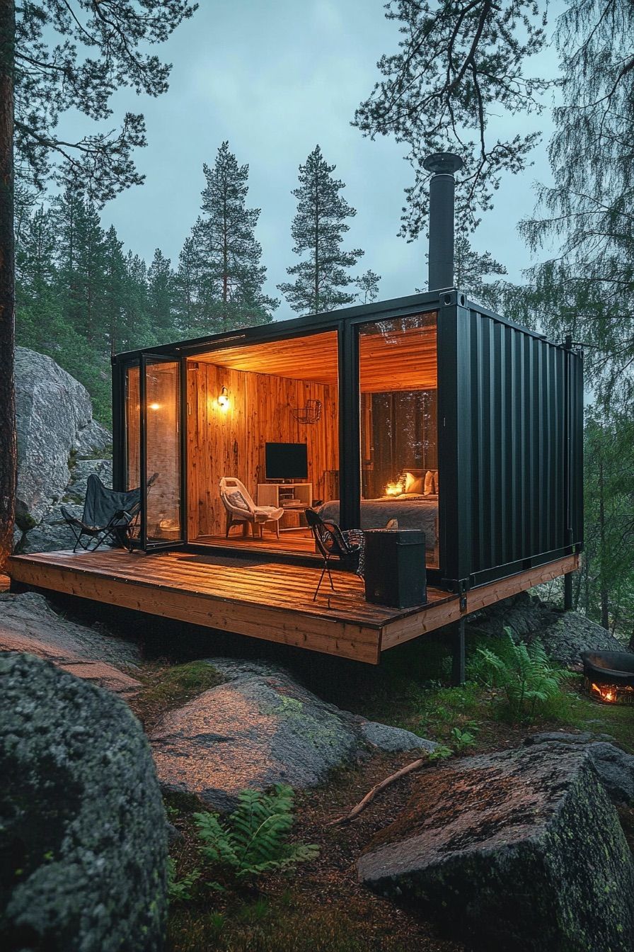shipping container cabin scandinavian hygge 4