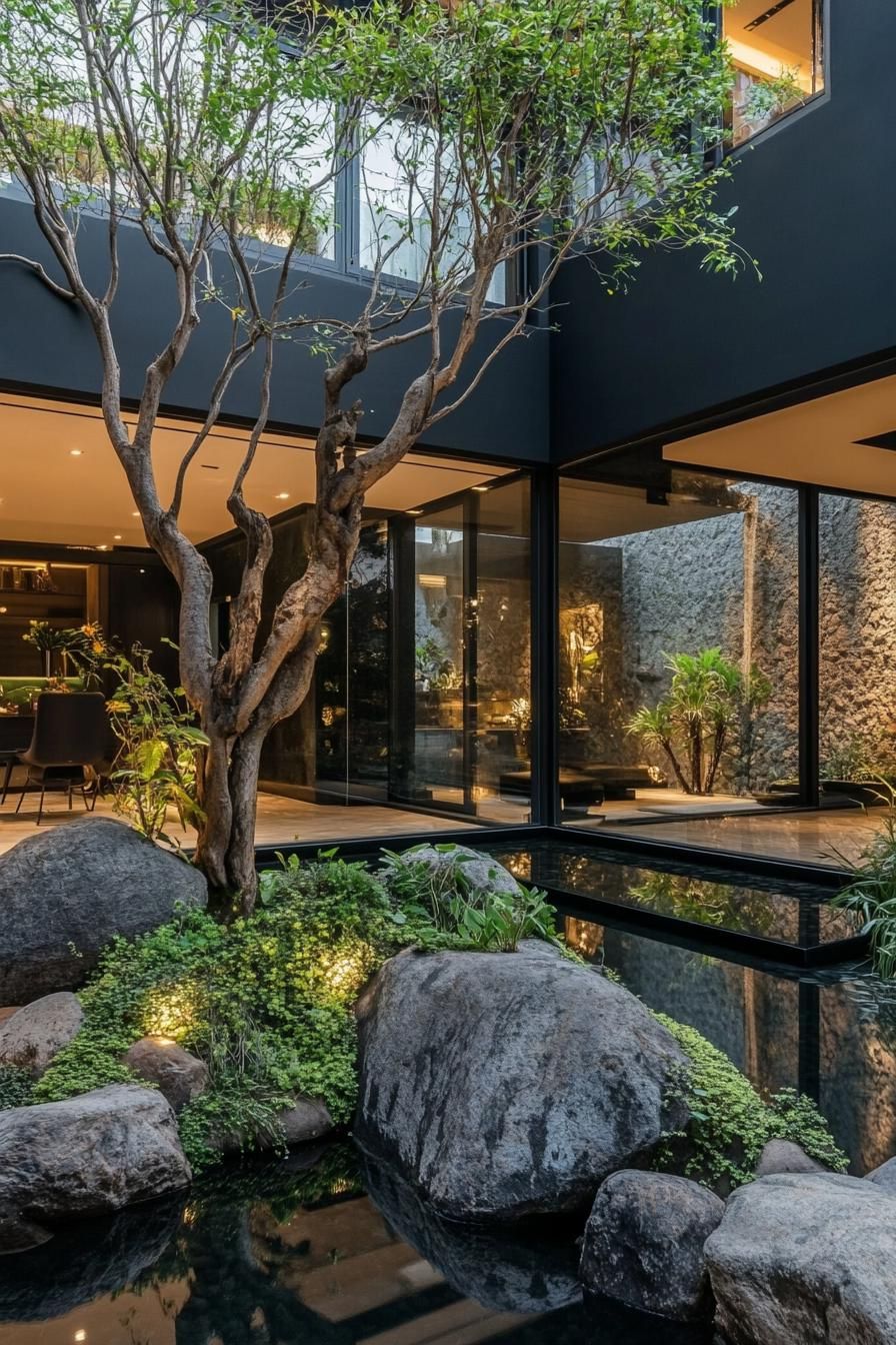 Oasis Within Walls: A Modern Indoor Courtyard
