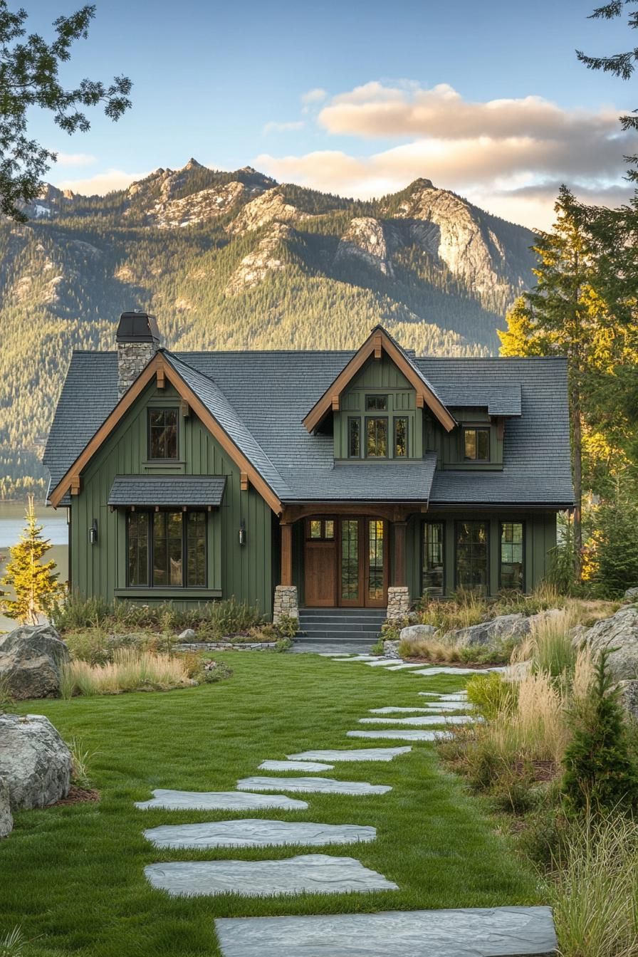 Sage Green With Dark Wood Accents