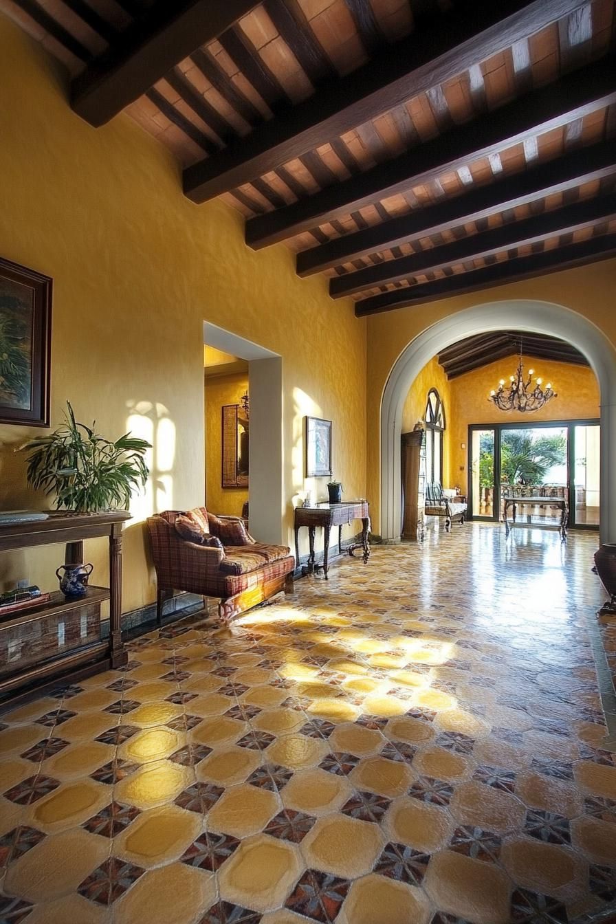 modern spanish villa interior ceramic tile mosaic 2