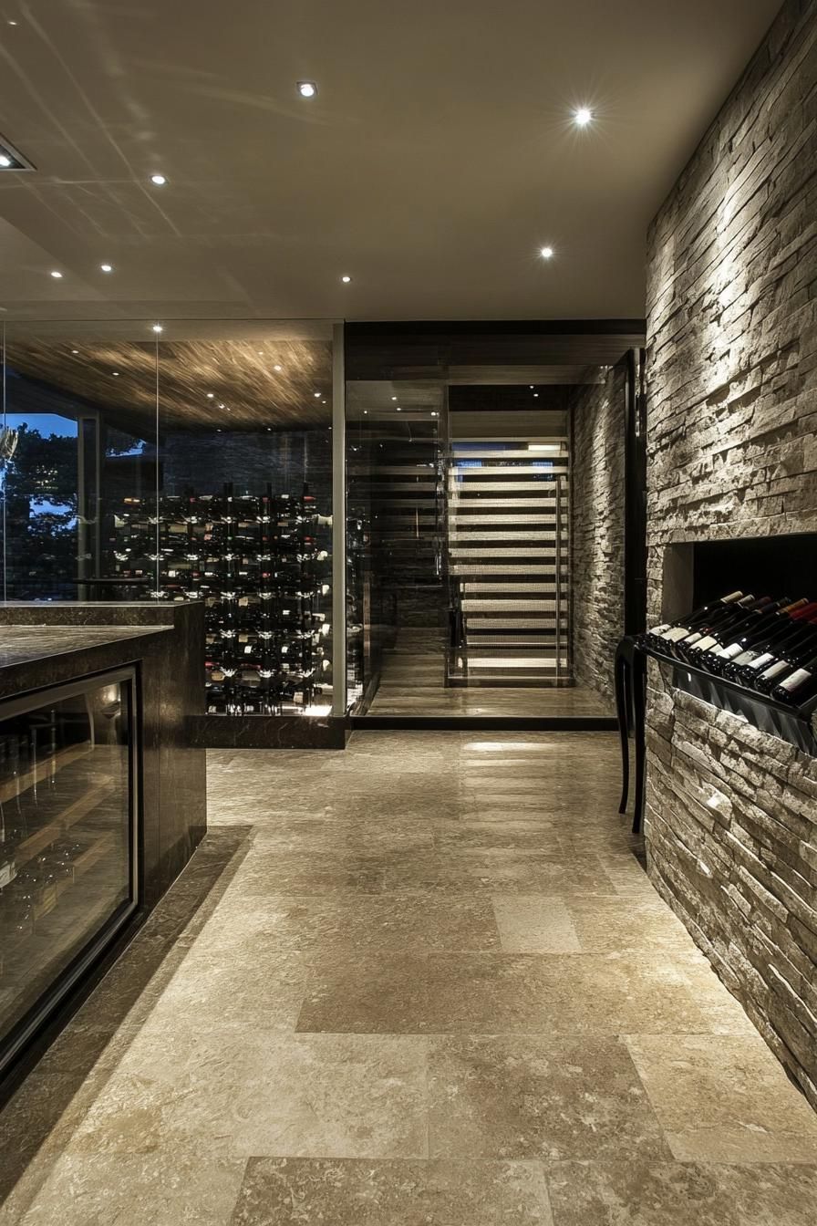 modern suburban mansion wine cellar 2