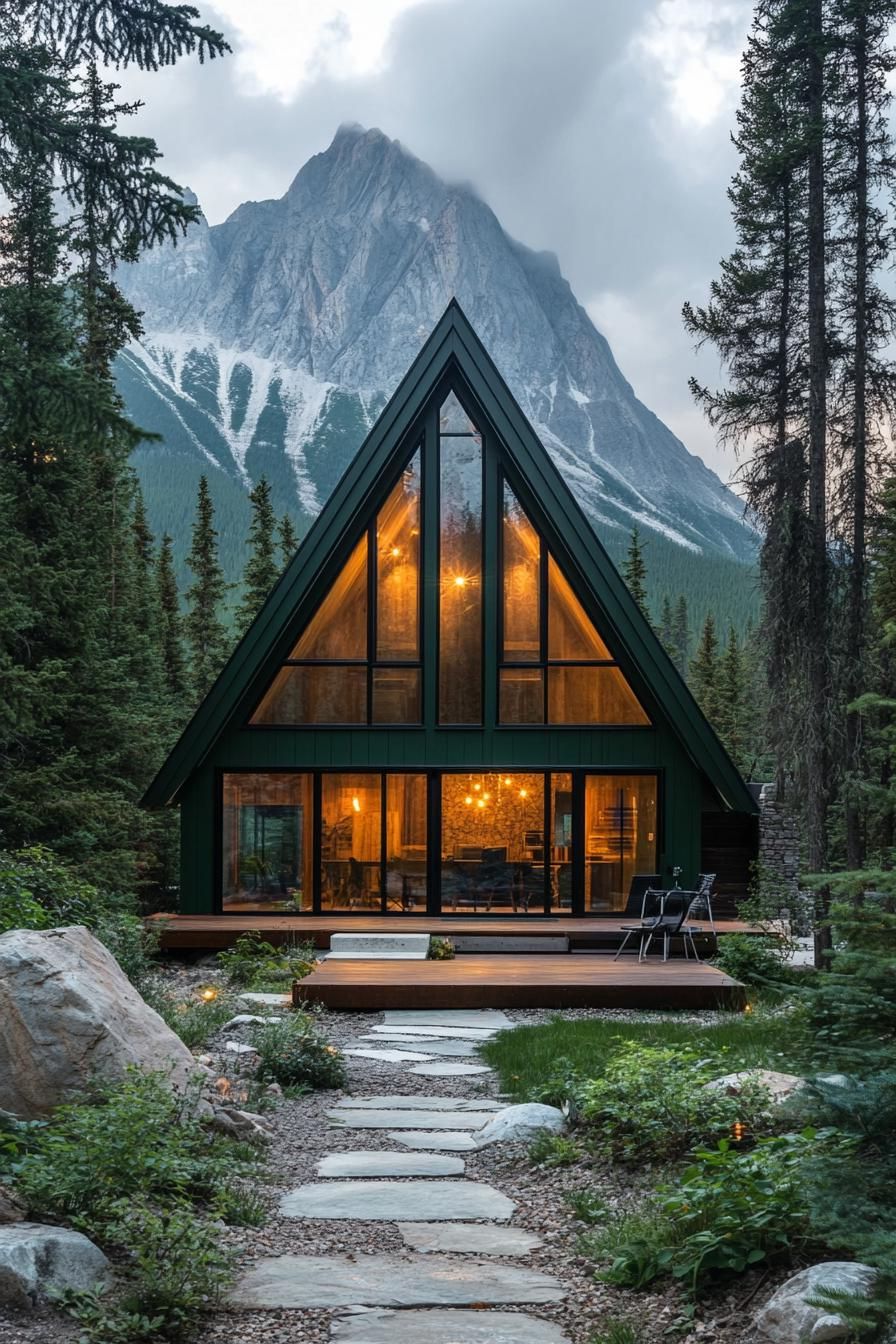 Cozy A-frame Cabin With Large Windows