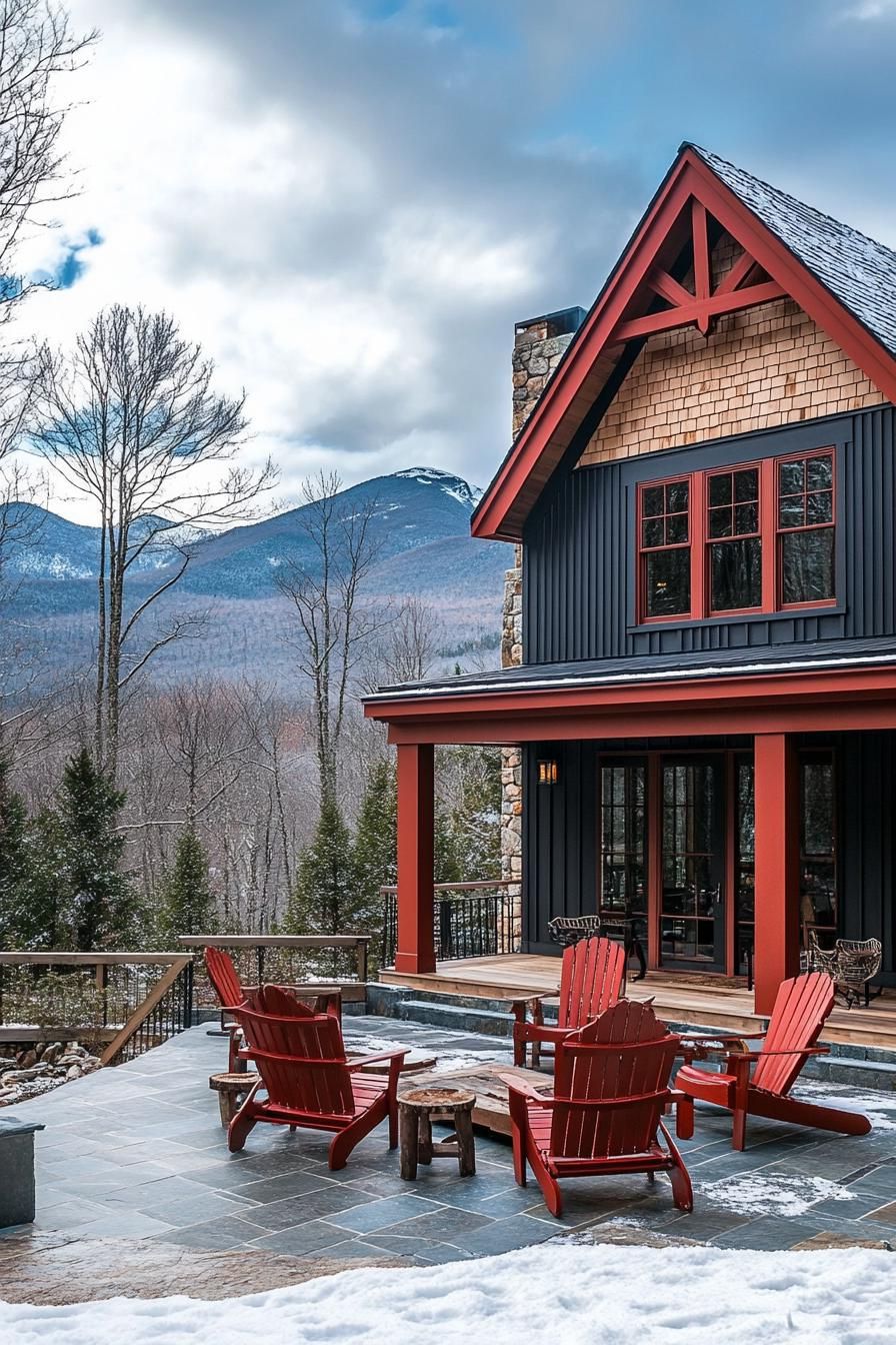 A Playful Symphony of Crimson and Timber Peaks