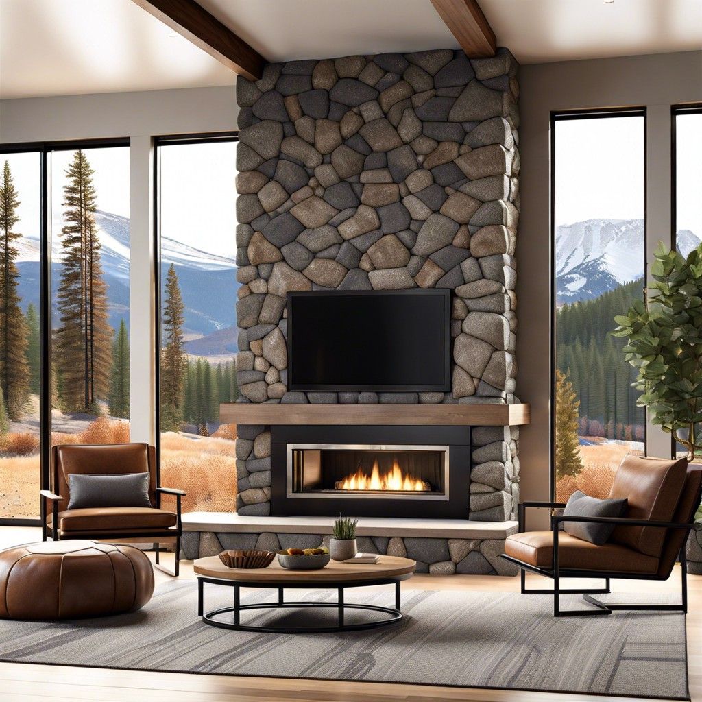 Stone Fireplaces With Sleek Mantels