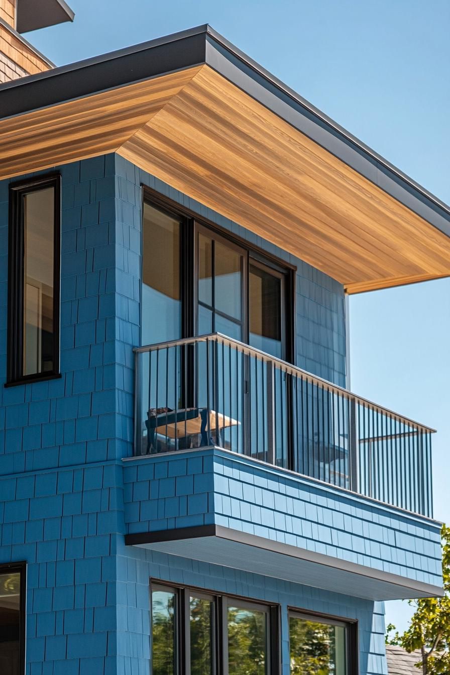 modern beach house with painted cedar shiplap exterior in coastal colors