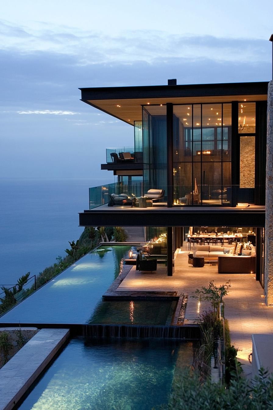 modern house on a slope rooftop infinity pool and ocean views 2