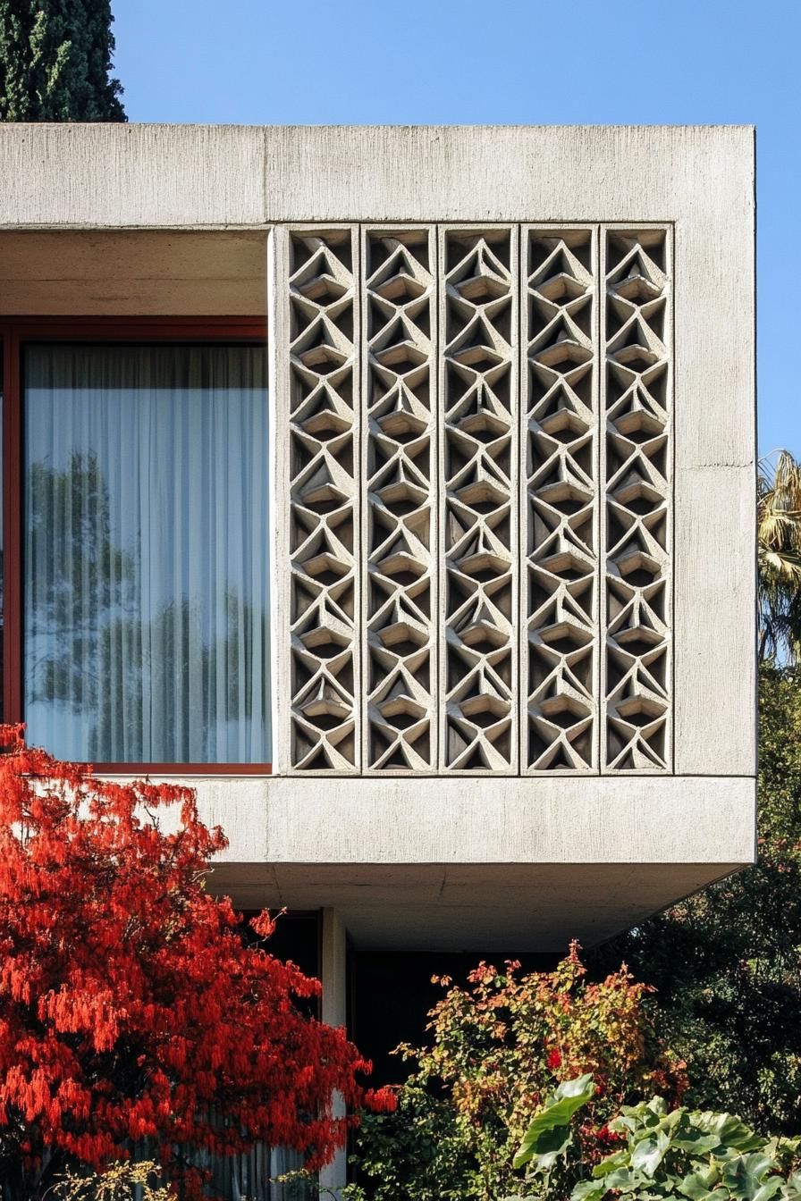 retro style modern house facade with geometric patterns 2