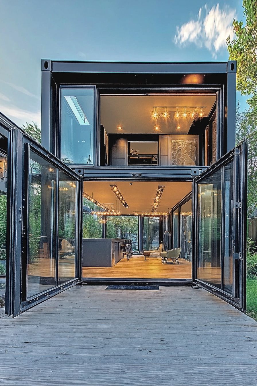 shipping container house with retractable walls 4