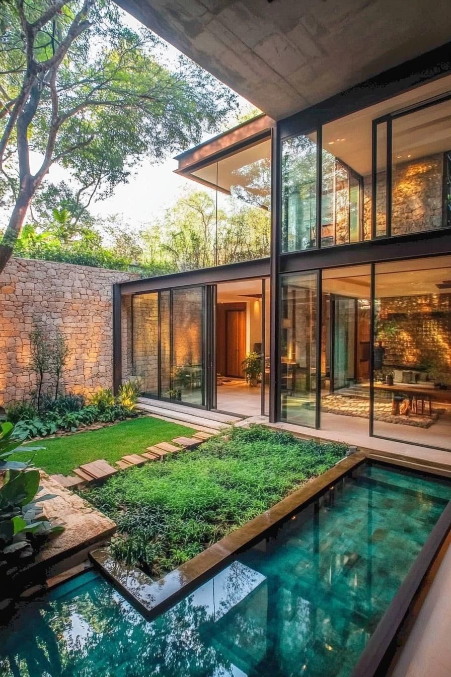 Peaceful Paradise Courtyard: A Sanctuary of Nature and Modernity