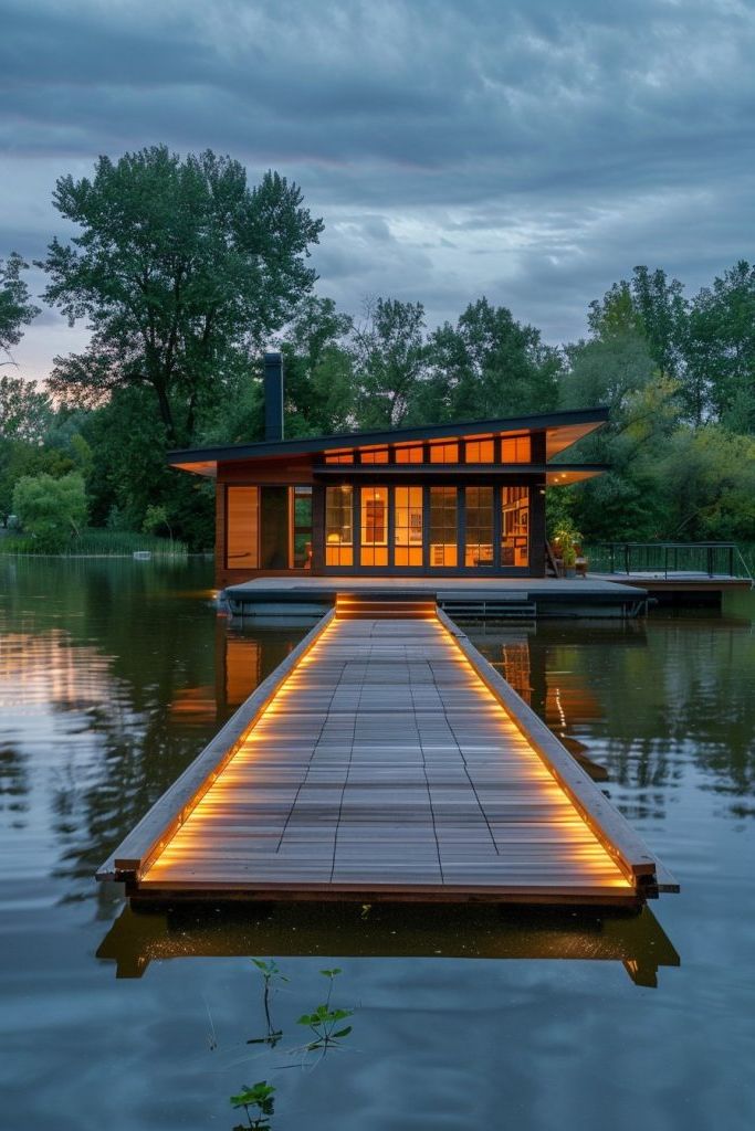 Floating Home With Integrated Dock
