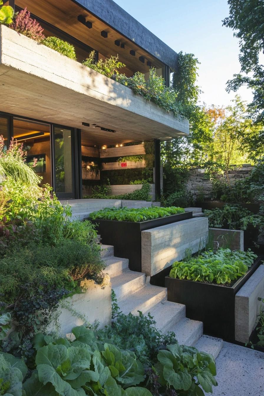 modern house sustainable garden planters with edible plants 3