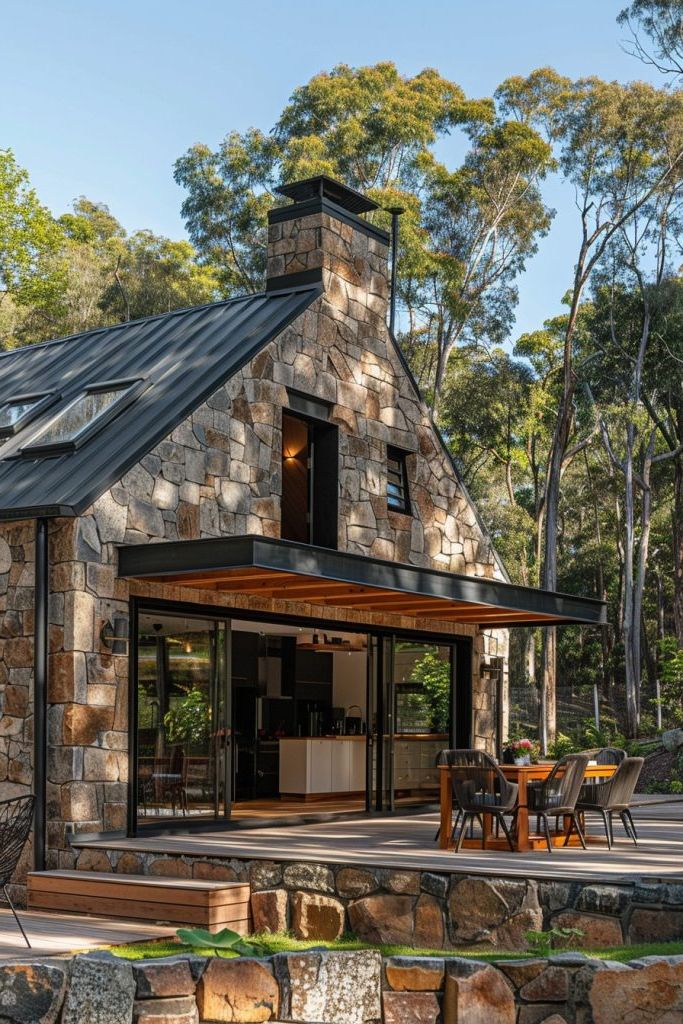 Stone Cottage, Steel and Timber Overlay