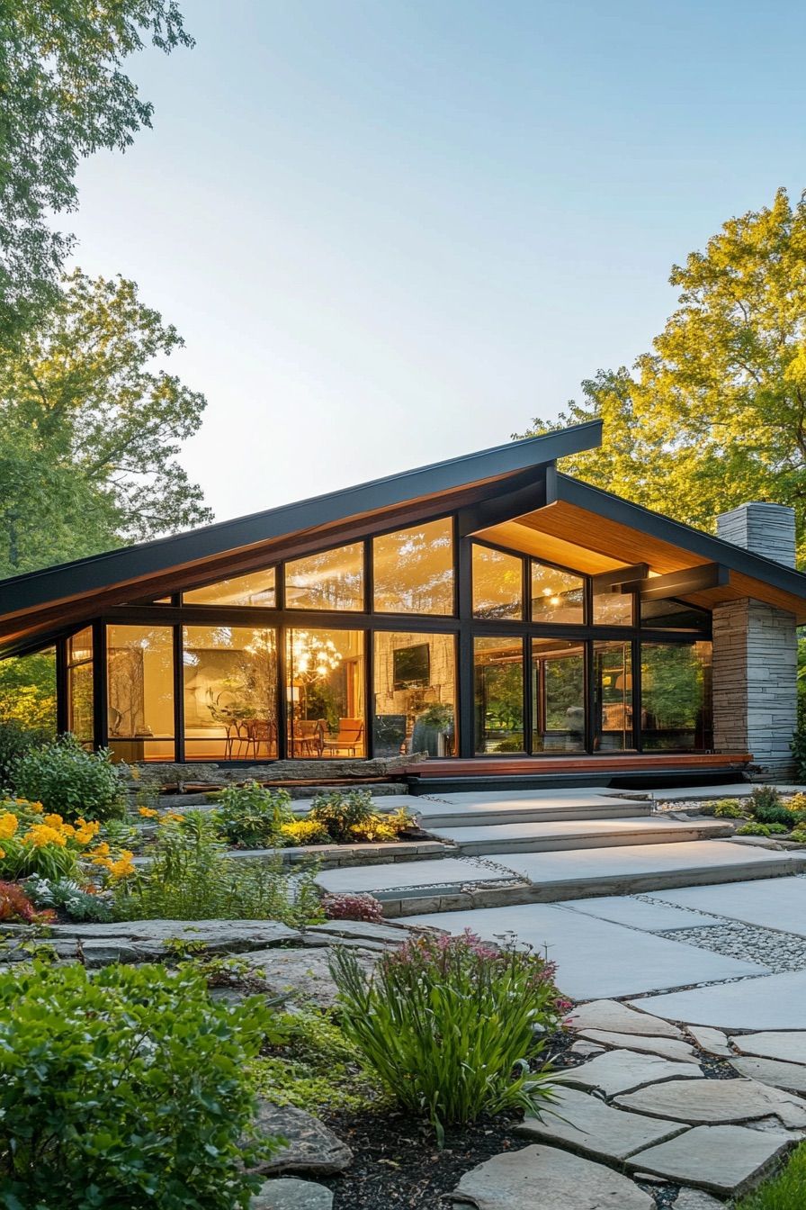 mid century modern house butterfly roof 3