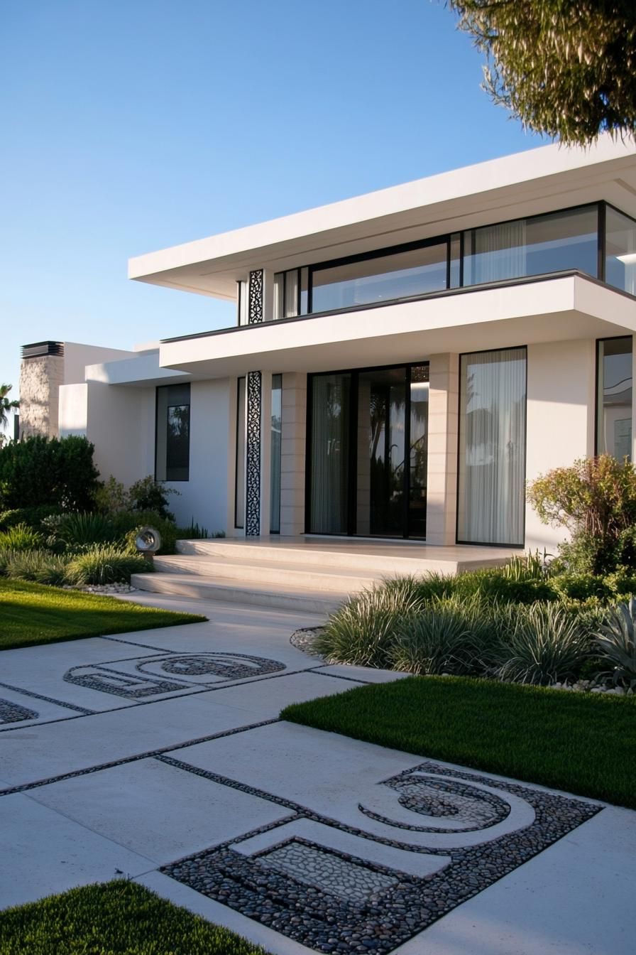 retro style modern house facade with art deco detailing 2