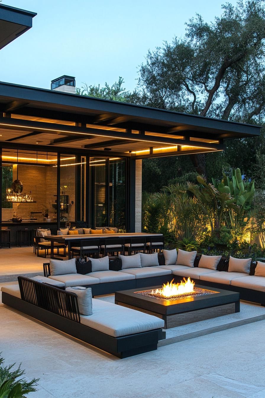 Luxury Oasis: Modern Home with Outdoor Fire Pit