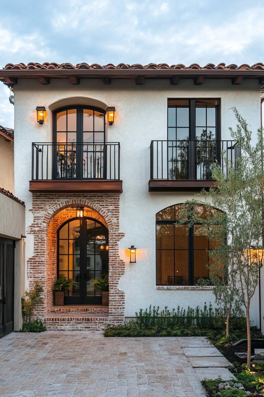 modern Tuscan house with brick and stucco facade 3