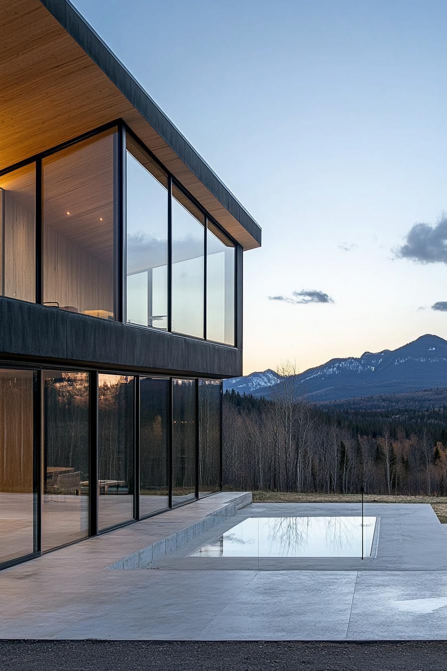 modern minimalist home with large windows and mountain views 3