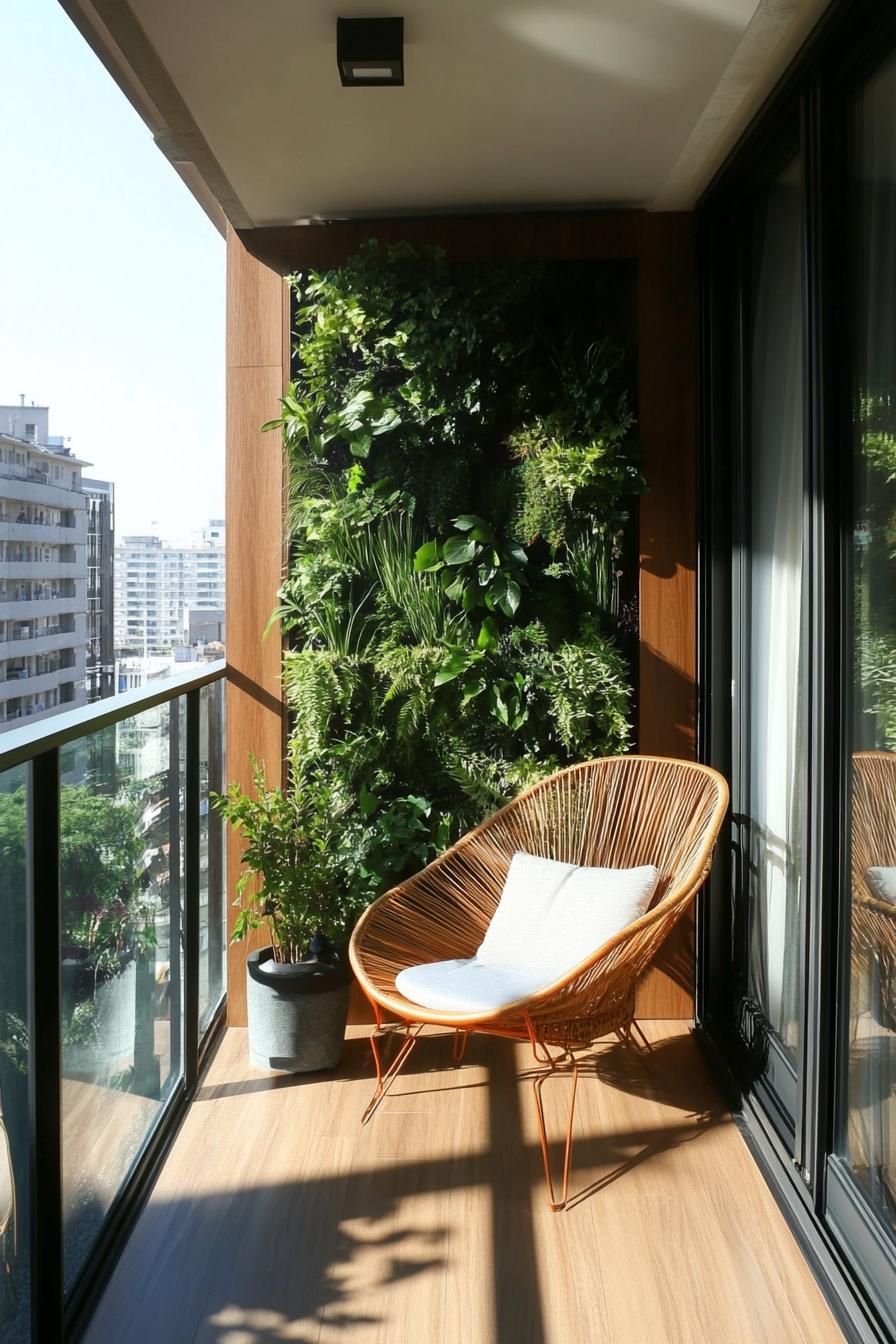 modern apartment small balcony interior with vertical garden wall 3