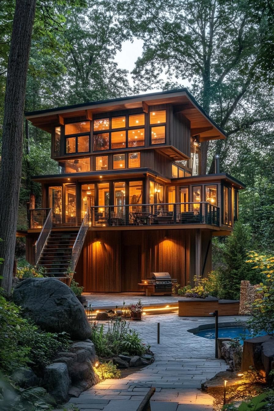 modern treehouse home by the lake 3