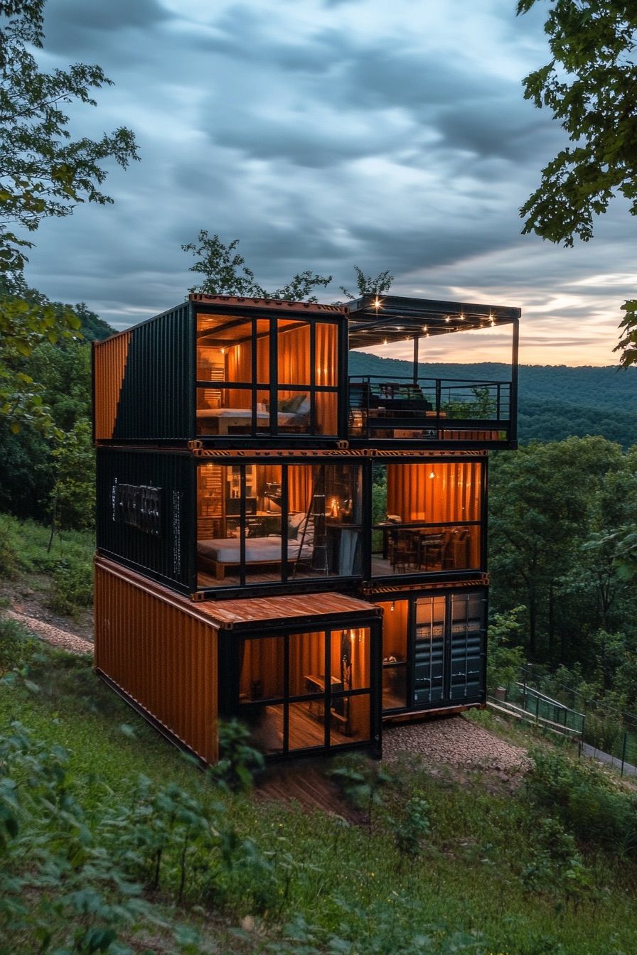 shipping container cabin stacked 2