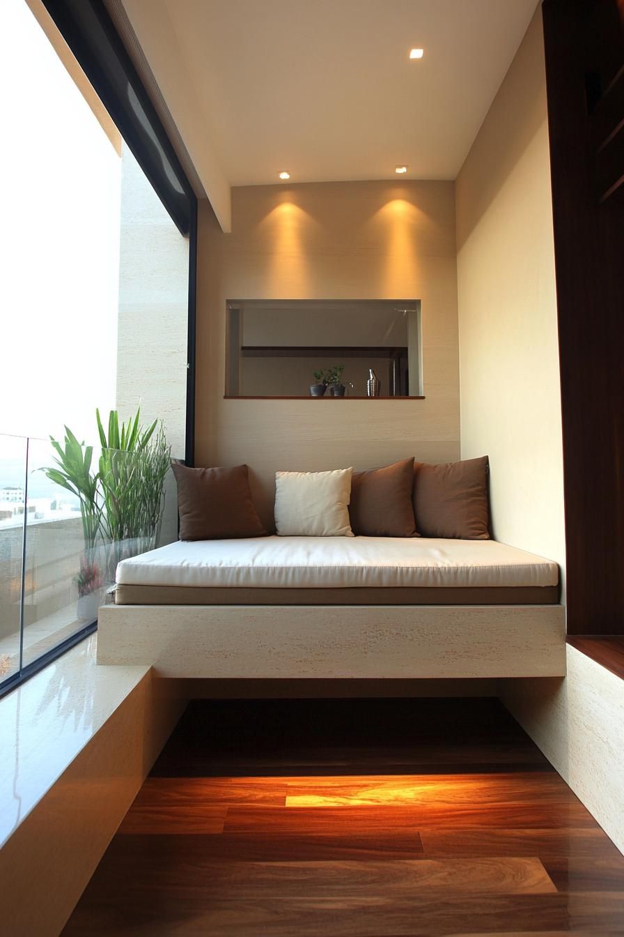 Minimalistic Balcony With Built-in Seating
