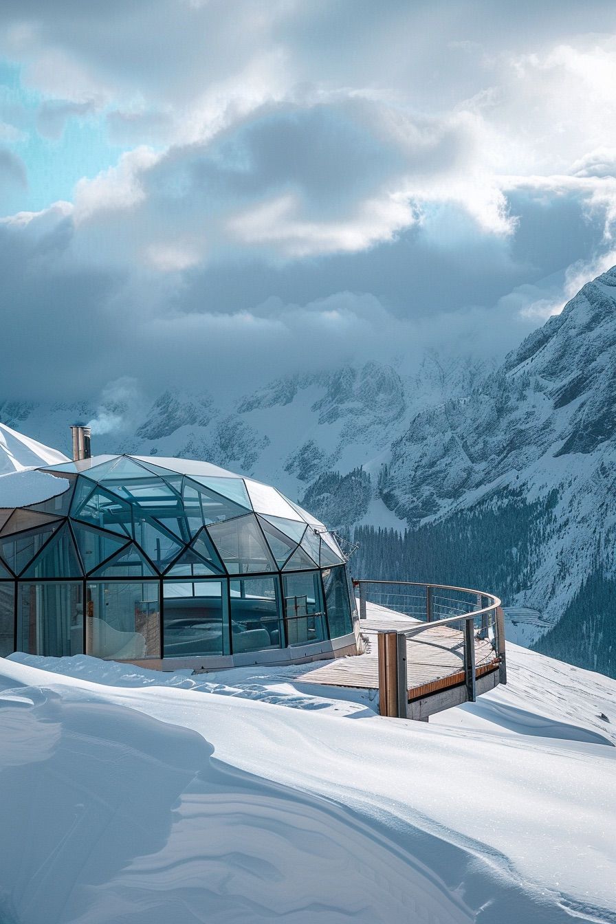 glass igloo with deck