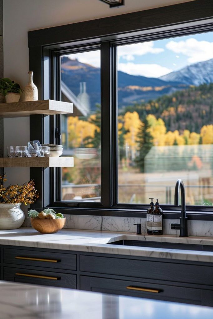 Floating Shelves Framing Picturesque Views