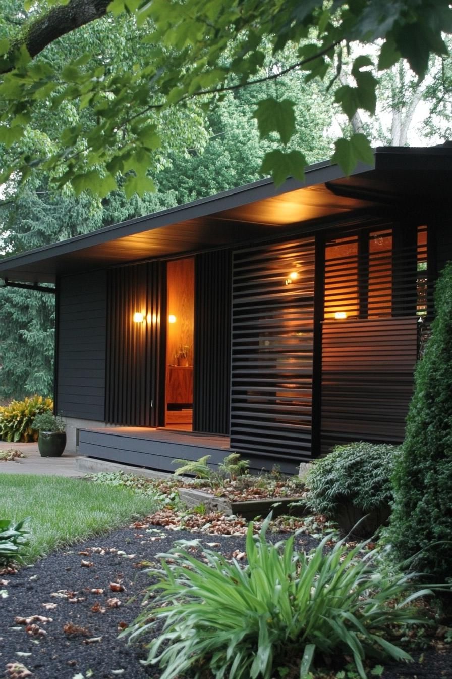 mid century modern 1950s style house horizontal slat siding farm homestead