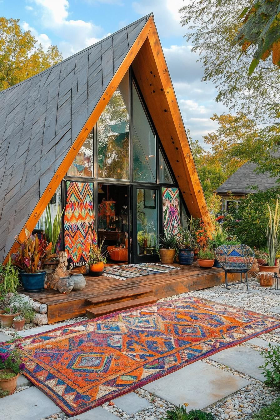 Geodesic Domes Wrapped in Colorful Textiles