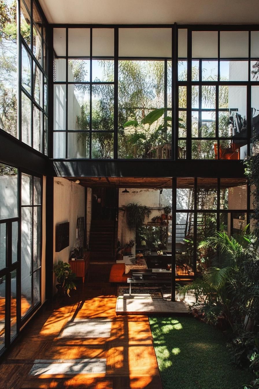 modern industrial style house with large windows built on an old factory 2