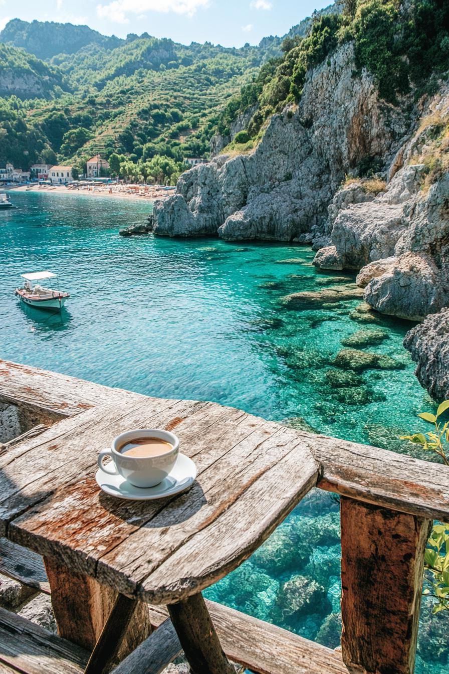 Cup of Blissful Serenity Overlooking Crystal Waters