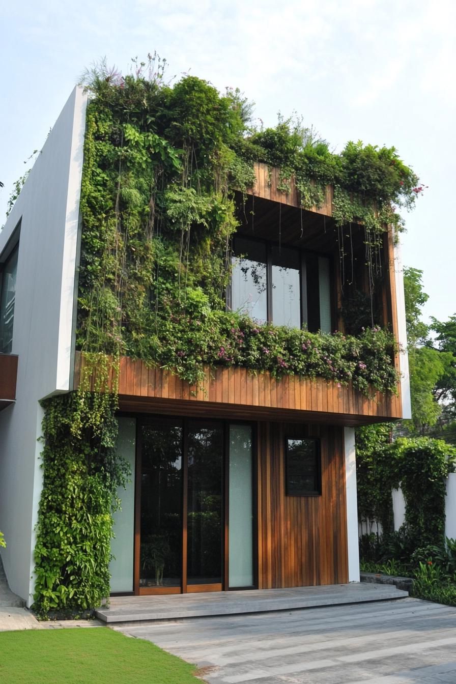 modern terrace house facade with living wall 2