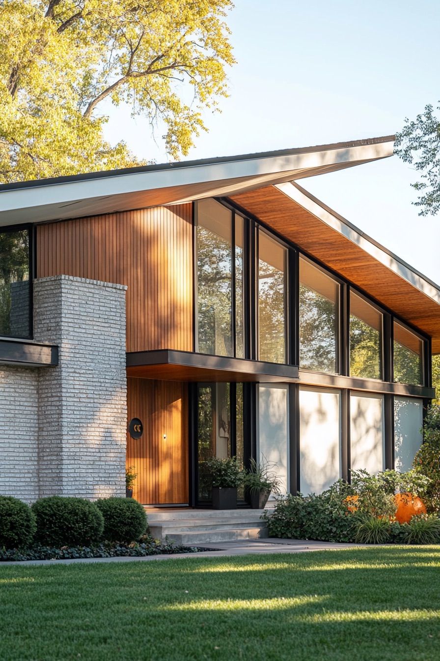 mid century modern house asymmetrical facade 2